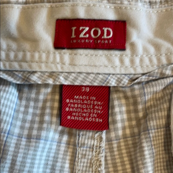 IZOD Cargo Shorts 38 Gray Blur Plaid - Picture 7 of 13